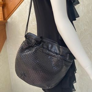 Stuart Weitzman Leather Woven Black Purse